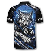 Fierce Wolf Blue 8 Ball Billiard Custom Pool Shirt - Image 4