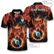 Fierce Wolf Blue 8 Ball Billiard Custom Pool Shirt - Image 5
