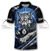 Fierce Wolf Blue 8 Ball Billiard Custom Pool Shirt - Image 5