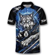 Fierce Wolf Blue 8 Ball Billiard Custom Pool Shirt - Image 3