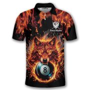 Fierce Wolf Blue 8 Ball Billiard Custom Pool Shirt - Image 3
