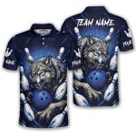 Fierce Wolf Blue Bowling Strike Custom Bowling Shirt