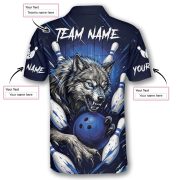 Fierce Wolf Blue Bowling Strike Custom Bowling Shirt - Image 5
