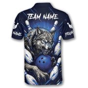 Fierce Wolf Blue Bowling Strike Custom Bowling Shirt - Image 4