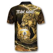 Fierce Wolf Holding 9 Ball Billiard Yellow Flame Custom Pool Shirt - Image 4