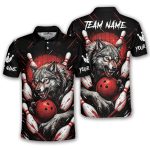 Fierce Wolf Red Bowling Strike Custom Bowling Shirt
