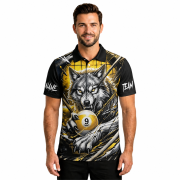 Fierce Wolf Yellow 9 Ball Billiard Custom Pool Shirt - Image 2