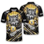Fierce Wolf Yellow 9 Ball Billiard Custom Pool Shirt