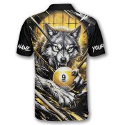 Fierce Wolf Yellow 9 Ball Billiard Custom Pool Shirt - Image 4