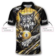 Fierce Wolf Yellow 9 Ball Billiard Custom Pool Shirt - Image 5