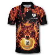 Fierce Wolf Yellow 9 Ball Billiard Custom Pool Shirt - Image 3
