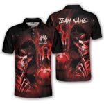 Grim Reaper Ghostly Red Fire Flame Custom Bowling Shirt