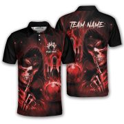 Grim Reaper Ghostly Red Fire Flame Custom Bowling Shirt