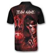 Grim Reaper Ghostly Red Fire Flame Custom Bowling Shirt - Image 4