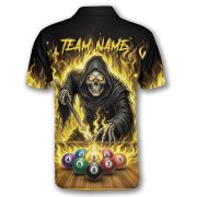 Grim Reaper Playing 9 Ball Billiards Ghostly Fire Custom Pool Shirt - Image 4