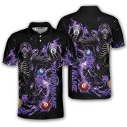 Grim Reaper Purple Black 8 Ball Billiard Custom Pool Shirt