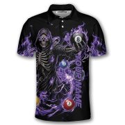 Grim Reaper Purple Black 8 Ball Billiard Custom Pool Shirt - Image 3