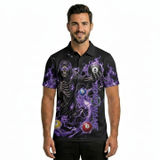 Grim Reaper Purple Black 8 Ball Billiard Custom Pool Shirt - Image 2