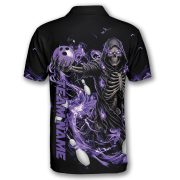 Grim Reaper Purple Flame Skeleton Custom Bowling Shirt - Image 4