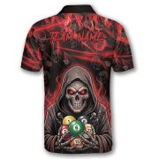 Grim Reaper Red Fire Skull Billiard Balls Pattern Custom Pool Shirt - Image 4