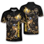 Grim Reaper Skeleton Yellow 9 Ball Billiard Custom Pool Shirt