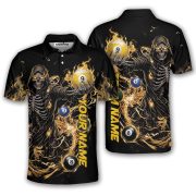 Grim Reaper Skeleton Yellow 9 Ball Billiard Custom Pool Shirt