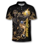 Grim Reaper Skeleton Yellow 9 Ball Billiard Custom Pool Shirt - Image 3