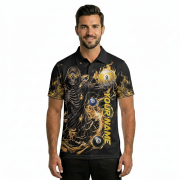 Grim Reaper Skeleton Yellow 9 Ball Billiard Custom Pool Shirt - Image 2