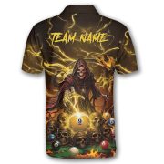 Grim Reaper Yellow Fire 8 Ball Billiard Custom Pool Shirt - Image 4