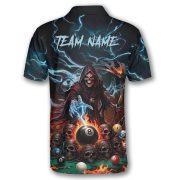 Grim Reaper Yellow Fire 8 Ball Billiard Custom Pool Shirt - Image 4