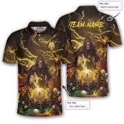 Grim Reaper Yellow Fire 8 Ball Billiard Custom Pool Shirt - Image 5