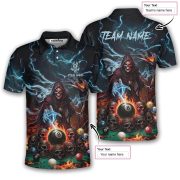 Grim Reaper Yellow Fire 8 Ball Billiard Custom Pool Shirt - Image 5