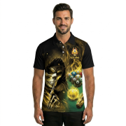 Grim Reaper Yellow Flame 9 Ball Billiard Custom Pool Shirt - Image 2