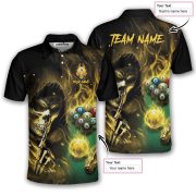 Grim Reaper Yellow Flame 9 Ball Billiard Custom Pool Shirt - Image 5