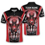 Red Black Dragon Bowling Fire Flame Custom Bowling Shirt