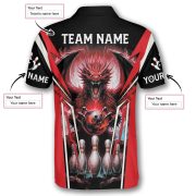 Red Black Dragon Bowling Fire Flame Custom Bowling Shirt - Image 5