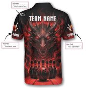 Red Black Dragon Bowling Fire Flame Custom Bowling Shirt - Image 5