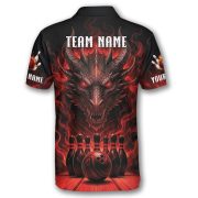 Red Black Dragon Bowling Fire Flame Custom Bowling Shirt - Image 4