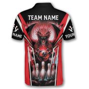 Red Black Dragon Bowling Fire Flame Custom Bowling Shirt - Image 4