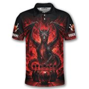 Red Black Dragon Bowling Fire Flame Custom Bowling Shirt - Image 3