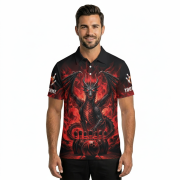 Red Black Dragon Bowling Fire Flame Custom Bowling Shirt - Image 2
