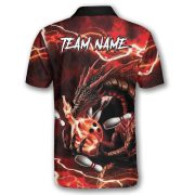 Red Fire Dragon Flaming Bowling Ball Lightning Art Custom Bowling Shirt - Image 4