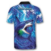 Shark Blue Lightning Storm Custom Bowling Shirt - Image 4