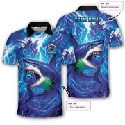 Shark Blue Lightning Storm Custom Bowling Shirt - Image 5