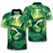 Shark-Green-Lightning-Storm-Custom Bowling Shirt
