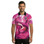 Shark Pink Lightning Storm Custom Bowling Shirt - Image 2