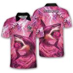 Shark Pink Lightning Storm Custom Bowling Shirt