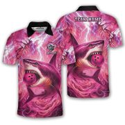 Shark Pink Lightning Storm Custom Bowling Shirt
