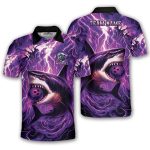Shark Purple Lightning Storm Custom Bowling Shirt