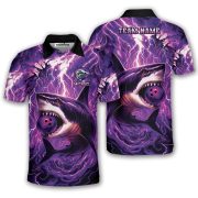 Shark Purple Lightning Storm Custom Bowling Shirt